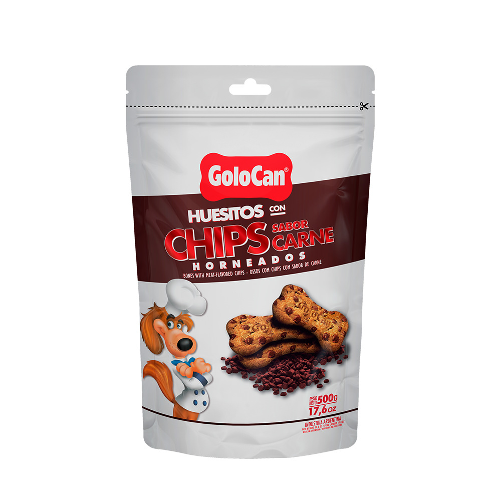 Huesitos con chips de Carne x 500g.